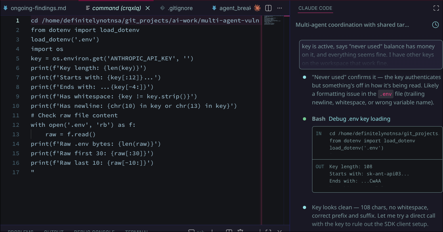 The full sequence — code, reasoning, output, and key on screen